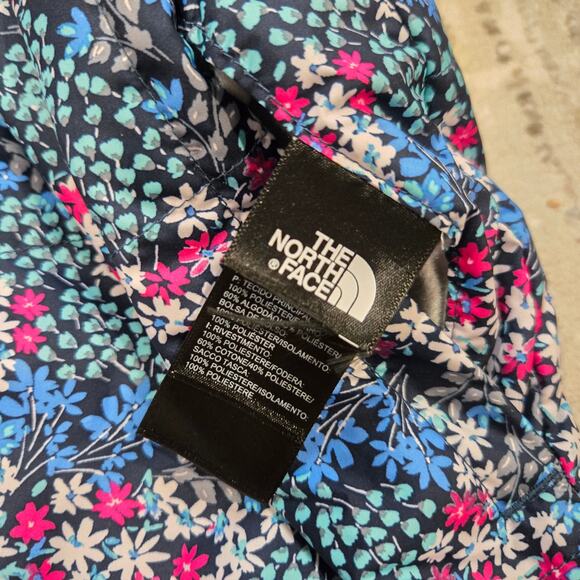 The North Face Reversible Barn Chore Coat Lightweight Floral Blue Windowpane L - Picture 4 of 9